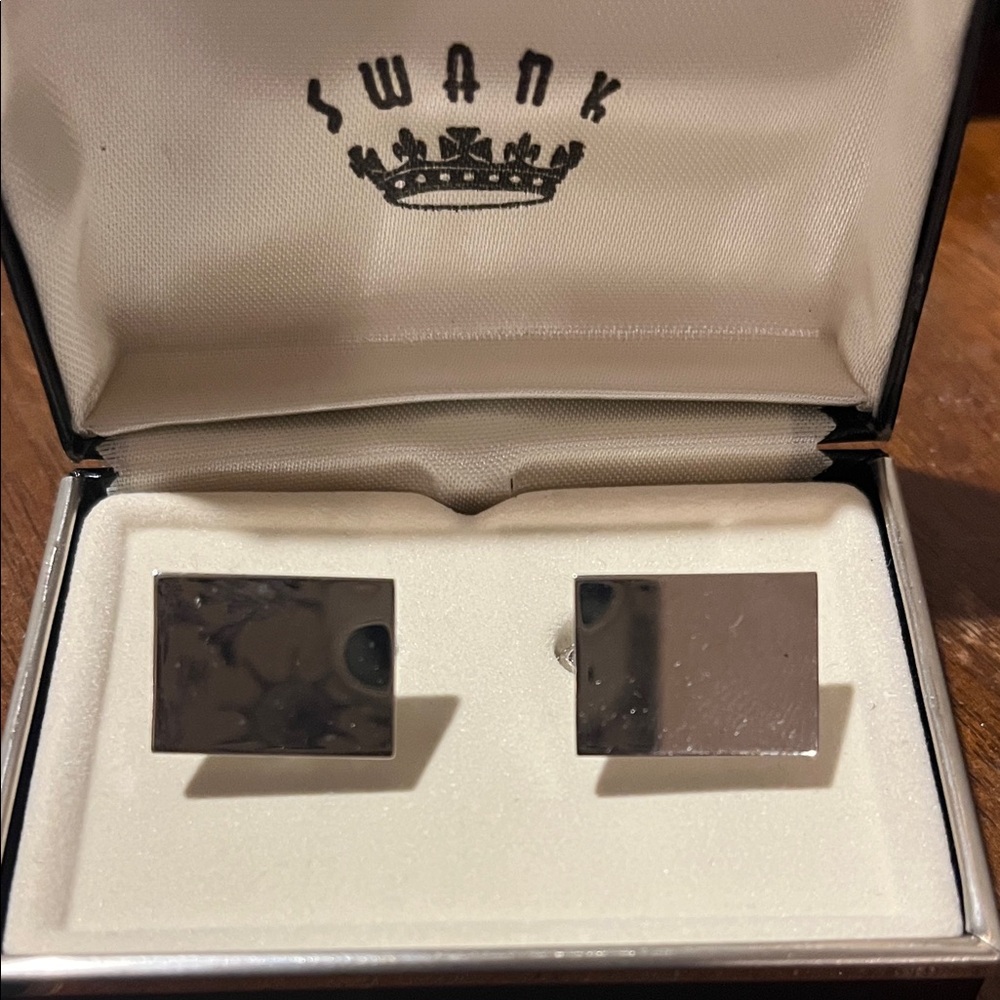 SWANK Polished Silver Cufflinks
